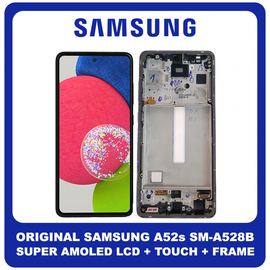 Γνήσια Original Samsung Galaxy A52s 5G (SM-A528B, SM-A528B/DS) Super AMOLED LCD Display Screen Assembly Οθόνη + Touch Screen Digitizer Μηχανισμός Αφής + Frame Bezel Πλαίσιο Σασί Violet Βιολετή GH82-26861C (Service Pack By Samsung)