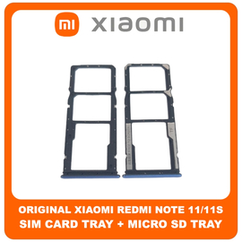 Γνήσια Original Xiaomi Redmi Note 11 (2201117TG, 2201117TI), Redmi Note 11S (2201117SG, 2201117SI) SIM Card Tray + Micro SD Tray Slot Υποδοχέας Βάση Θήκη Κάρτας SIM Twilight Blue Μπλε (Service Pack By Xiaomi)