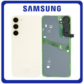 Γνήσια Original Samsung Galaxy S23+ 5G (SM-S916B, SM-S916B/DS) Rear Back Battery Cover Πίσω Κάλυμμα Καπάκι Πλάτη Μπαταρίας + Camera Lens Τζαμάκι Κάμερας Cream GH82-30388B​ (Service Pack By Samsung)