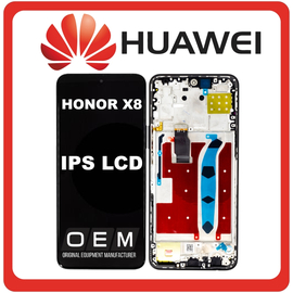 HQ OEM Συμβατό Με Huawei Honor X8 (TFY-LX1, TFY-LX2) IPS LCD Display Screen Assembly Οθόνη + Touch Screen Digitizer Μηχανισμός Αφής + Frame Bezel Πλαίσιο Σασί Midnight Black Μαύρο (Premium A+)