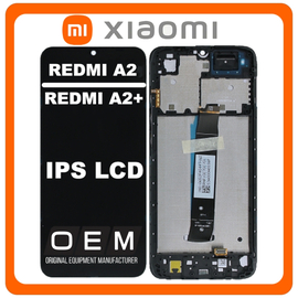 HQ OEM Συμβατό Με Xiaomi Redmi A2 (23028RN4DG, 23026RN54G), Redmi A2+ (23028RNCAG, 23028RN4DI), IPS LCD Display Screen Assembly Οθόνη + Touch Screen Digitizer Μηχανισμός Αφής + Frame Bezel Πλαίσιο Σασί Classic Black Μαύρο (Premium A+​)