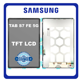 Γνήσια Original Samsung Galaxy Tab S7 FE 5G 12.4 (SM-T730, SM-T733) TFT LCD Display Screen Assembly Οθόνη + Touch Screen Digitizer Μηχανισμός Αφής Black Μαύρο​ GH82-25897A​ (Service Pack By Samsung)