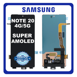 Γνήσια Original Samsung Galaxy Note 20 (SM-N980F, SM-N980F/DS) / Note 20 5G (SM-N981B, SM-N981B/DS)​ Super AMOLED Plus LCD Display Screen Assembly Οθόνη + Touch Screen Digitizer Μηχανισμός Αφής Black Μαύρο GH96-13566A (Service Pack By Samsung)