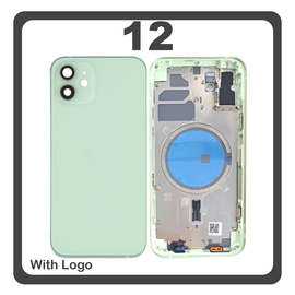 HQ OEM Συμβατό Με Apple iPhone 12 (A2403, A2172) Rear Back Battery Cover Middle Frame- Housing Πίσω Κάλυμμα Καπάκι Πλάτη Μπαταρίας - Σασί + Side Keys Πλαϊνά πλήκτρα  + Sim Tray Θήκη Κάρτας + Magsafe Green Πράσινο (Premium A+)