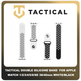 Original Γνήσιο Tactical 125 Double Silicone Band 38mm / 40mm For Apple Watch 1 , 2 , 3 , 4 , 5 , 6 , SE Smartwatch Bracelet Strap Λουράκι Ζώνη Σιλικόνης Για Ρολόι White / Black , Άσπρο / Μαύρο