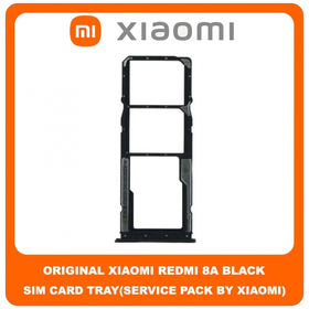 Original Γνήσιο Xiaomi Redmi 8A Redmi8A (MZB8458IN, M1908C3KG, M1908C3KH) SIM Tray Cover Assy + Micro SD Tray Slot Υποδοχέας Βάση Θήκη Κάρτας SIM Κάλυμμα Black Μαύρο (Service Pack By Xiaomi)