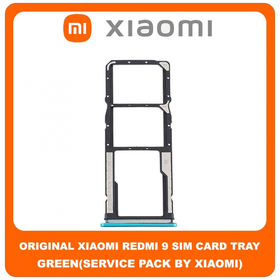 Original Γνήσιο Xiaomi Redmi 9 Redmi9 (M2004J19G, M2004J19C) SIM Tray Cover Assy + Micro SD Tray Slot Υποδοχέας Βάση Θήκη Κάρτας SIM Κάλυμμα Green Πράσινο (Service Pack By Xiaomi)