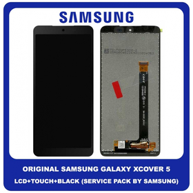 Original Γνήσιο Samsung Galaxy Xcover 5 Xcover5 G525 (G525F, G525F/DS) PLS LCD Display Screen Assembly Οθόνη + Touch Digitizer Μηχανισμός Αφής Black Μαύρο GH96-14254A (Service Pack By Samsung)