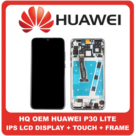 HQ OEM Συμβατό Για Huawei P30 Lite (MAR-L21, Marie-L21A,MAR-LX1A,MAR-L23) IPS LCD Display Screen Assembly Οθόνη + Touch Screen Digitizer Μηχανισμός Αφής + Frame Bezel Πλαίσιο Σασί Pearl White (Grade AAA+++)