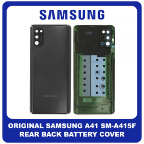 Γνήσια Original Samsung Galaxy A41 (SM-A415F, SM-A415F/DS) Rear Back Battery Cover Πίσω Κάλυμμα Καπάκι Πλάτη Μπαταρίας Black Μαύρο GH82-22585A (Service Pack By Samsung)