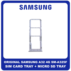 Γνήσια Original Samsung Galaxy A32 4G (SM-A325F, SM-A325F/DS, SM-A325M, SM-A325N) SIM Card Tray + Micro SD Tray Slot Υποδοχέας Βάση Θήκη Κάρτας SIM Awesome Violet Βιολετή GH98-46409D​ (Service Pack By Samsung)