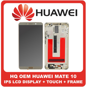 HQ OEM Συμβατό Για Huawei Mate 10 (ALP-L29, ALP-L09) IPS LCD Display Screen Assembly Οθόνη + Touch Screen Digitizer Μηχανισμός Αφής + Frame Bezel Πλαίσιο Σασί Mocha Brown Without Logo (Premium A+)