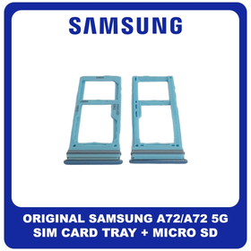 Γνήσια Original Samsung Galaxy A72 (SM-A725F, SM-A725F/DS), A72 5G (SM-A726B, SM-A726B/DS) SIM Card Tray + Micro SD Tray Slot Υποδοχέας Βάση Θήκη Κάρτας SIM Awesome Blue Μπλε GH98-46290B (Service Pack By Samsung)