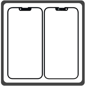 HQ OEM Συμβατό Με Apple iPhone 13 Pro Max (A2643, A2484, A2641, A2644, A2645) Aftermarket Front Glass For Refurbished Μπροστινό Τζαμάκι Για Ανακατασκευή + Frame Πλαίσιο Black Μαύρο (Premium A+​)