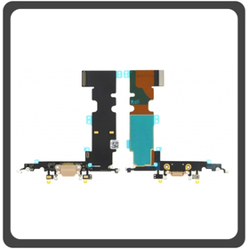 HQ OEM Συμβατό Με Apple iPhone 8 Plus, iPhone 8+ (A1864, A1897, A1898) USB Lightning Charging Dock Connector Lightning Flex Καλωδιοταινία Κονέκτορας Φόρτισης + Microphone Μικρόφωνο Gold Χρυσό (Premium A+​)