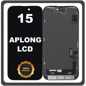 Γνήσια Original Apple iPhone 15 , iPhone15 (A3090, A2846) APLONG LCD Display Screen Assembly Οθόνη + Touch Screen Digitizer Μηχανισμός Αφής Black Μαύρο (Lifetime Warranty​)