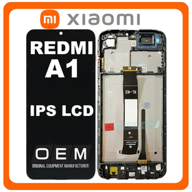 HQ OEM Συμβατό Με Xiaomi Redmi A1 (220733SI, 220733SG), IPS LCD Display Screen Assembly Οθόνη + Touch Screen Digitizer Μηχανισμός Αφής + Frame Bezel Πλαίσιο Σασί Black Μαύρο (Premium A+​)