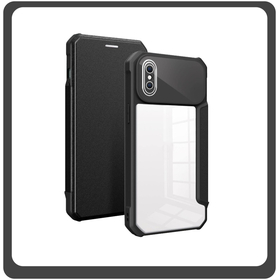 Θήκη Book, Δερματίνη Magnetic Leather Black Μαύρο For iPhone X/XS