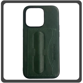 Θήκη Πλάτης - Back Cover, Silicone Σιλικόνη Δερματίνη Leather Minimalist Plug-in Support Case Green Πράσινο For iPhone 11 Pro