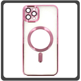 Θήκη Πλάτης - Back Cover, Silicone Σιλικόνη Pattern Plated Magnetic Case Pink Ροζ For iPhone 11 Pro