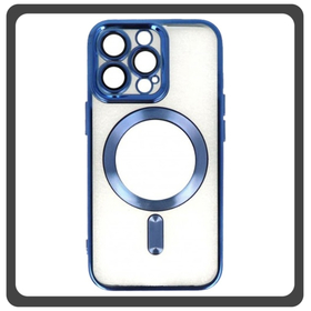 Θήκη Πλάτης - Back Cover, Silicone Σιλικόνη Pattern Plated Magnetic Case Blue Μπλε For iPhone 13 Pro