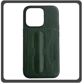 Θήκη Πλάτης - Back Cover, Silicone Σιλικόνη Leather Δερματίνη Minimalist Plug-in Support Case Green Πράσινο For iPhone 13 Pro Max