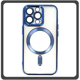 Θήκη Πλάτης - Back Cover, Silicone Σιλικόνη Pattern Plated Magnetic Case Blue Μπλε For iPhone 13 Pro Max