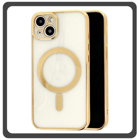 Θήκη Πλάτης - Back Cover, Silicone Σιλικόνη Pattern Plated Magnetic Case Gold Χρυσή For iPhone 13