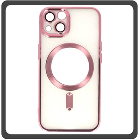 Θήκη Πλάτης - Back Cover, Silicone Σιλικόνη Pattern Plated Magnetic Case Pink Ροζ For iPhone 13