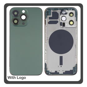 HQ OEM Συμβατό Με Apple iPhone 13 Pro (A2638, A2483) EU Version Rear Back Battery Cover Middle Frame- Housing Πίσω Κάλυμμα Καπάκι Πλάτη Μπαταρίας - Σασί + Side Keys Πλαινά πλήκτρα  + Sim Tray Θήκη Κάρτας Alpine Green Πράσινο (Premium A+)