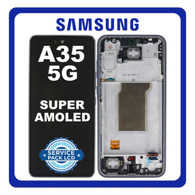 Γνήσια Original Samsung Galaxy A35 5G (SM-A356E, SM-A356E/DS) Super AMOLED LCD Display Screen Assembly Οθόνη + Touch Screen Digitizer Μηχανισμός Αφής + Frame Bezel Πλαίσιο Σασί Navy Black Μαύρο GH82-34221A​ (Service Pack By Samsung)