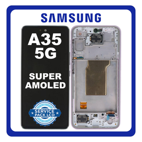 Γνήσια Original Samsung Galaxy A35 5G (SM-A356E, SM-A356E/DS) Super AMOLED LCD Display Screen Assembly Οθόνη + Touch Screen Digitizer Μηχανισμός Αφής + Frame Bezel Πλαίσιο Σασί Lilac Μωβ GH82-34221C (Service Pack By Samsung)