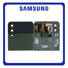 Γνήσια Original Samsung Galaxy Z Flip 4 5G (SM-F721B, SM-F721B/DS​) Rear Back Battery Cover Πίσω Κάλυμμα Καπάκι Μπαταρίας + Super AMOLED LCD Display Screen Assembly Οθόνη Khaki Χακί GH97-27947J (Service Pack By Samsung)