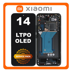 Γνήσια Original Xiaomi 14 (23127PN0CC, 23127PN0CG) LTPO OLED LCD Display Screen Assembly Οθόνη + Touch Screen Digitizer Μηχανισμός Αφής + Frame Bezel Πλαίσιο Σασί Black Μαύρο 56000400N300​ (Service Pack By Xiaomi)