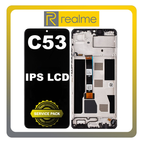 Γνήσια Original Realme C53 (RMX3760) IPS LCD Display Screen Assembly Οθόνη + Touch Screen Digitizer Μηχανισμός Αφής + Frame Bezel Πλαίσιο Σασί Black Μαύρο 621029000039 (Service Pack By Samsung)