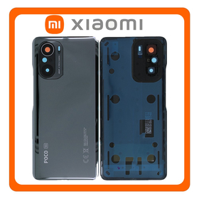 Γνήσια Original Xiaomi Poco F3 (M2012K11AG) Rear Back Battery Cover Πίσω Κάλυμμα Καπάκι Πλάτη Μπαταρίας + Camera Lens Τζαμάκι Κάμερας​ Night Black Μαύρο 56000EK11A00 (Service Pack By Xiaomi)