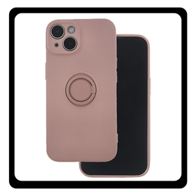 Θήκη Πλάτης - Back Cover, Silicone Σιλικόνη Pink Ροζ Finger Grip Case iPhone 15