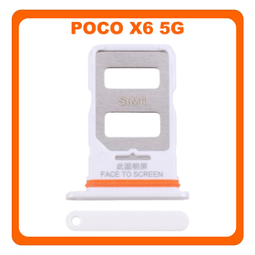 Γνήσια Original Xiaomi Poco X6 5G (23122PCD1G, 23122PCD1I) SIM Card Tray Υποδοχέας Βάση Θήκη Κάρτας SIM White Άσπρο (Service Pack By Xiaomi)