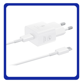 Γνήσια Original Samsung Travel Charger Φορτιστής Με Θύρα USB-C και Καλώδιο USB-C 25W Power Delivery White Άσπρο (EP-T2510EWE + EP-DN980BWE) Bulk